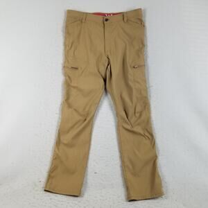 Wrangler Pants Mens 36x32 Khaki Outdoor Hiking Utility Zip Pockets Trail Work